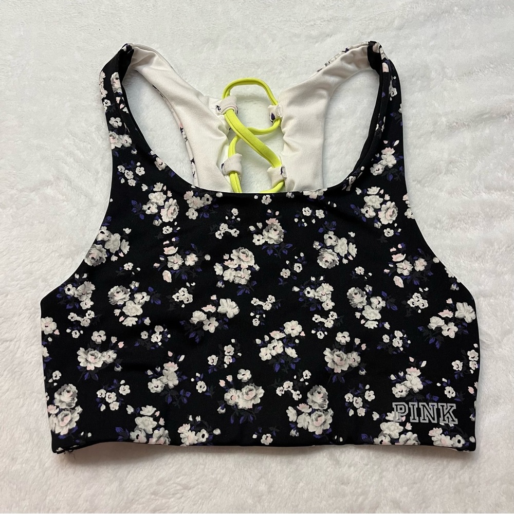 NWOT Victoria’s Secret PINK Floral Strappy Sports Bra